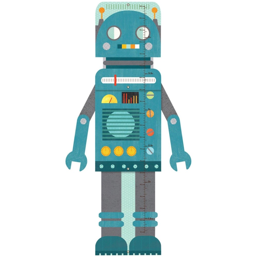 Petit Collage Folding Growth Chart, Blue Robot