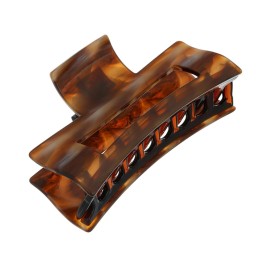 France Luxe Large Cutout Rectangle Claw Clip - Caramel Horn France Luxe Large Cutout Rectangle Claw Clip - Caramel Horn