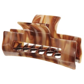 France Luxe Large Cutout Rectangle Claw Clip - Caramel Horn
