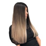 Tressmatch 20(22) Thick to Ends Clip in Remy Human Hair Extensions Ombre/Dip Dye Brunette/Dark Brown to Bleach/Natural Blonde Full Head Set [5.6oz/160grams]