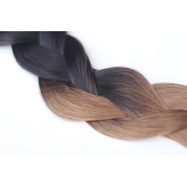 Tressmatch 20(22) Thick to Ends Clip in Remy Human Hair Extensions Ombre/Dip Dye Brunette/Dark Brown to Bleach/Natural Blonde Full Head Set [5.6oz/160grams]