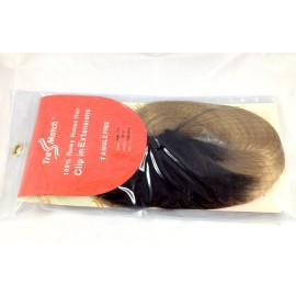 Tressmatch 20(22) Thick to Ends Clip in Remy Human Hair Extensions Ombre/Dip Dye Brunette/Dark Brown to Bleach/Natural Blonde Full Head Set [5.6oz/160grams]