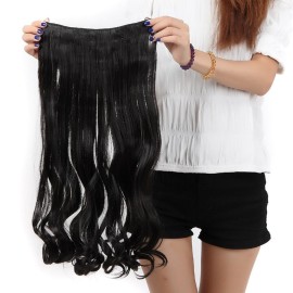 S-noilite 24/26 Straight Curly 3/4 Full Head One Piece 5clips Clip in Hair Extensions Long Poplar Style for Xmas Gifts 22colors (24 - Curly, natural black) S-noilite 24/26 Straight Curly 3/4 Full Head One Piece 5clips Clip in Hair Extensions Long Poplar Style for Xmas Gifts 22colors (24 - Curly, natural black)