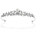 Flower Leaf Faux Pearl Rhinestone Crystal Bridal Tiara Crown T881