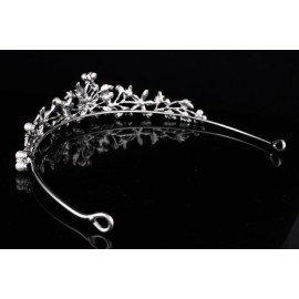 Flower Leaf Faux Pearl Rhinestone Crystal Bridal Tiara Crown T881 Flower Leaf Faux Pearl Rhinestone Crystal Bridal Tiara Crown T881