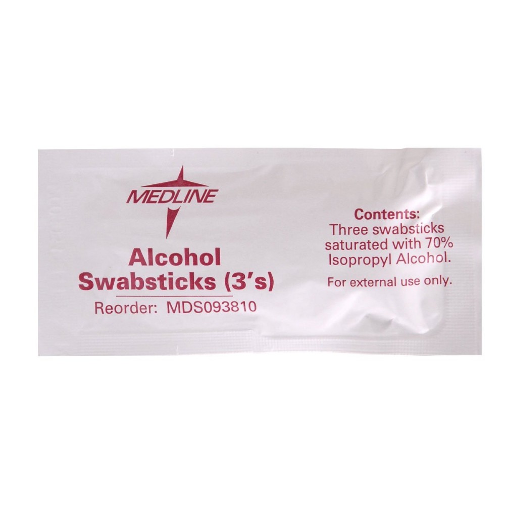 Medline Sterile Alcohol Swabsticks, 3/Pack, Ideal for Medical and Home Use, Pack of 25 Medline Sterile Alcohol Swabsticks, 3/Pack, Ideal for Medical and Home Use, Pack of 25