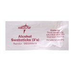 Medline Sterile Alcohol Swabsticks, 3/Pack, Ideal for Medical and Home Use, Pack of 25