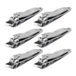 uxcell 6 PCS Sharp Nail Clippers Set, Metal Slanted Edge Toenail Clippers, Silver Tone Fingernail Clipper, Manicure Tool Pedicure Nail Clipper Cutter for Men Women Nail Cleaner