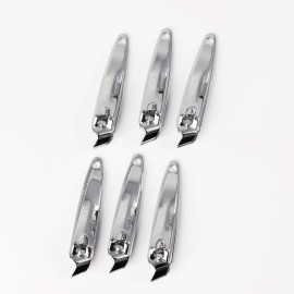 uxcell 6 PCS Sharp Nail Clippers Set, Metal Slanted Edge Toenail Clippers, Silver Tone Fingernail Clipper, Manicure Tool Pedicure Nail Clipper Cutter for Men Women Nail Cleaner