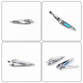 uxcell 6 PCS Sharp Nail Clippers Set, Metal Slanted Edge Toenail Clippers, Silver Tone Fingernail Clipper, Manicure Tool Pedicure Nail Clipper Cutter for Men Women Nail Cleaner