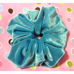 Solid Turquoise Velvet Scrunchy-Large - Made in the USA