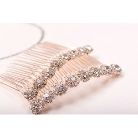 Letshopping High-grade Alloy Diamond Tiara Comb Hair Accessories Hair Fork(2pc) Rose gold