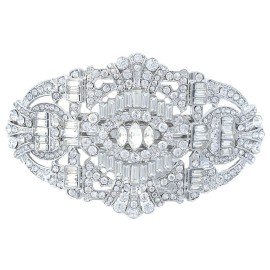 EVER FAITH 1920\'s Style Bride Hair Barrette Art Deco Clear Austrian Crystal Silver-Tone