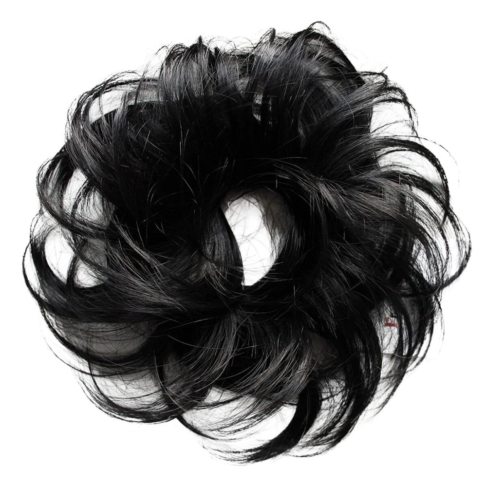 CAISHA Small Scrunchy Updo Hairpiece Ponytail Extensions Hair Tie Black G1C CAISHA Small Scrunchy Updo Hairpiece Ponytail Extensions Hair Tie Black G1C