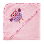 Luvable Friends Unisex Baby Hooded Towel and Washcloth, Pink Owl, One Size