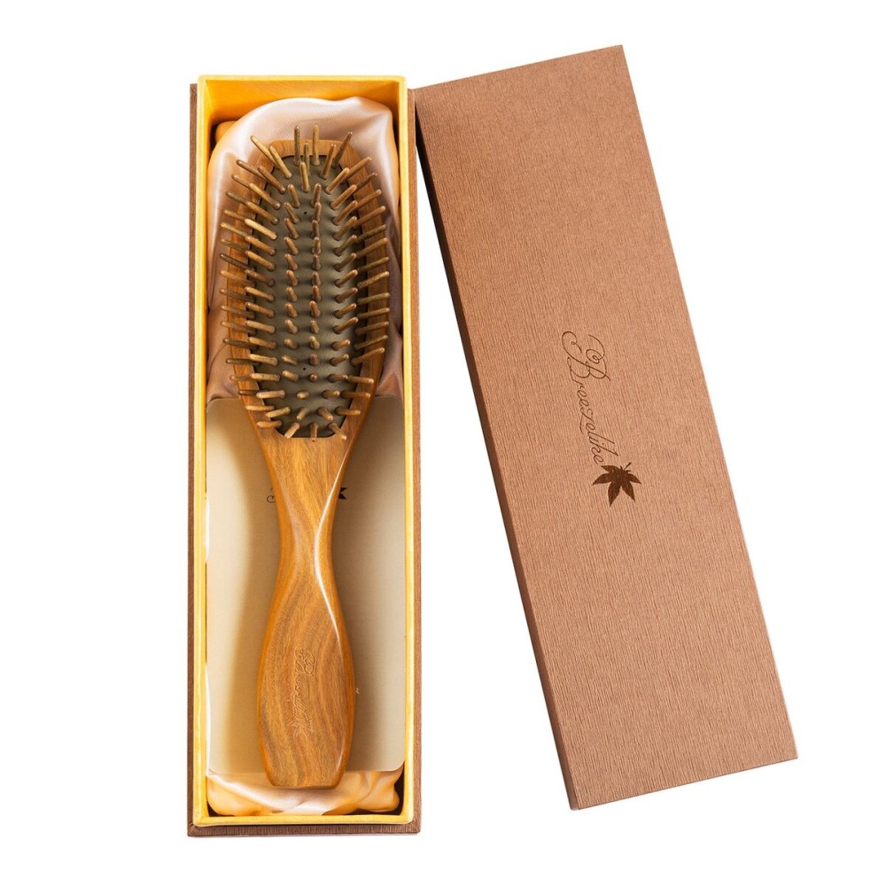 Breezelike Hair Brush for Women - No Static Wooden Bristle Detangler - Natural Wood Aroma Detangling Sandalwood Hair Brush Breezelike Hair Brush for Women - No Static Wooden Bristle Detangler - Natural Wood Aroma Detangling Sandalwood Hair Brush
