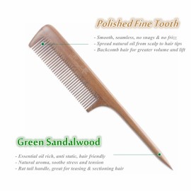 Breezelike Hair Combs - Sandalwood Fine Tooth Comb - No static Natural Aroma Wooden Tail Comb for Women Breezelike Hair Combs - Sandalwood Fine Tooth Comb - No static Natural Aroma Wooden Tail Comb for Women