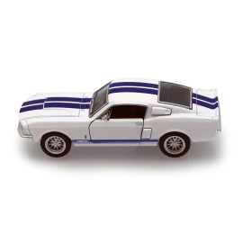KiNSMART - 1967 Ford Shelby Mustang GT500 1:38 Scale 5 Die Cast Metal Model Toy Muscle Car (White)
