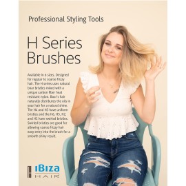 Ibiza Hair Boar Bristle Round Brush (H6-80mm) | Hybrid Boar/Nylon Bristles with Hardwood Handle | Ideal for Irregular Curls or Straight Looks | Adds Texture & Shine for Coarse or Frizzy Hair