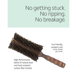 Ibiza Hair Boar Bristle Round Brush (H6-80mm) | Hybrid Boar/Nylon Bristles with Hardwood Handle | Ideal for Irregular Curls or Straight Looks | Adds Texture & Shine for Coarse or Frizzy Hair