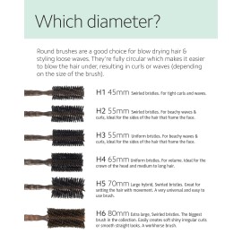 Ibiza Hair Boar Bristle Round Brush (H6-80mm) | Hybrid Boar/Nylon Bristles with Hardwood Handle | Ideal for Irregular Curls or Straight Looks | Adds Texture & Shine for Coarse or Frizzy Hair