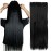 S-noilite 17/23 Curly Straight 3/4 Full Head One Piece 5clips Clip in Hair Extensions Long Poplar Style for Girl Lady Women 48 colors (23 - Straight, Dark Black)
