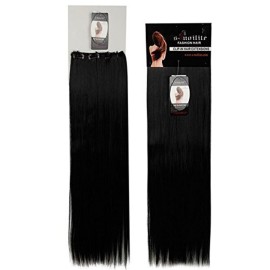 S-noilite 17/23 Curly Straight 3/4 Full Head One Piece 5clips Clip in Hair Extensions Long Poplar Style for Girl Lady Women 48 colors (23 - Straight, Dark Black)