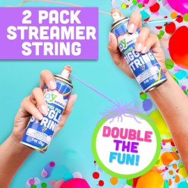 Giggle String 2-Pack 3 oz. Stretchy Party String, Bright Colored Celebration Streamers, Non-Toxic, Party Favor for Kids and Adults, Shoots Over 15 Feet!