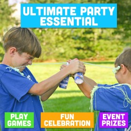 Giggle String 2-Pack 3 oz. Stretchy Party String, Bright Colored Celebration Streamers, Non-Toxic, Party Favor for Kids and Adults, Shoots Over 15 Feet!