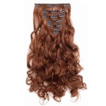 OneDor 20 Curly Full Head Clip in Synthetic Hair Extensions 7pcs 140g (Medium Auburn-30)
