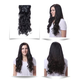 OneDor 20 Curly Full Head Clip in Synthetic Hair Extensions 7pcs 140g (Medium Auburn-30)