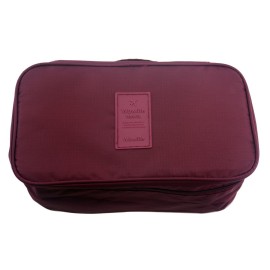 Wowlife Fashion Portable Multi-Functional Travel Organizer Cosmetic Make-up Bag Luggage Storage Case Bra Underwear Pouch (Wine Red)