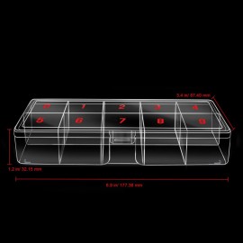 Beauticom USA Small Empty 10 Space Nail Art Tip Storage Organizer Box Case - Clear Color - For False Nail Tips, Vitamins, Accessories, 10 sections Beauticom USA Small Empty 10 Space Nail Art Tip Storage Organizer Box Case - Clear Color - For False Nail Tips, Vitamins, Accessories, 10 sections