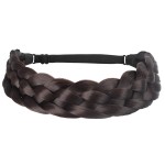 Coolcos Elastic Synthetic Chunky Hair Braid 5 Strands Braids Hair Headbands Plaited Braided Headband (Dark Brown As Image)