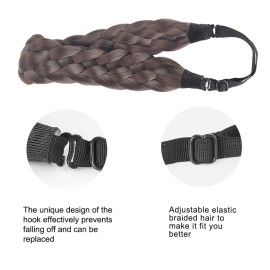 Coolcos Elastic Synthetic Chunky Hair Braid 5 Strands Braids Hair Headbands Plaited Braided Headband (Dark Brown As Image)