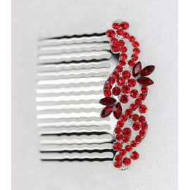 Faship Gorgeous Red Crystal Floral Hair Comb