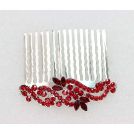 Faship Gorgeous Red Crystal Floral Hair Comb