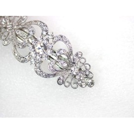 Faship Gorgeous Clear Crystal Hearts And Floral Hair Barrette