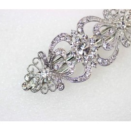 Faship Gorgeous Clear Crystal Hearts And Floral Hair Barrette