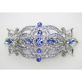 Faship Gorgeous Blue Rhinestone Crystal Big Floral Hair Barrette