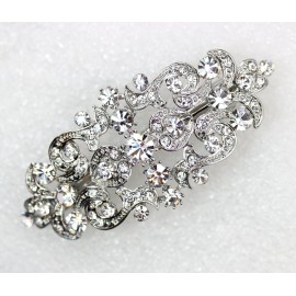 Faship Gorgeous Clear Crystal Floral Hair Barrette Clip