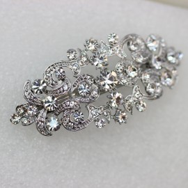 Faship Gorgeous Clear Crystal Floral Hair Barrette Clip