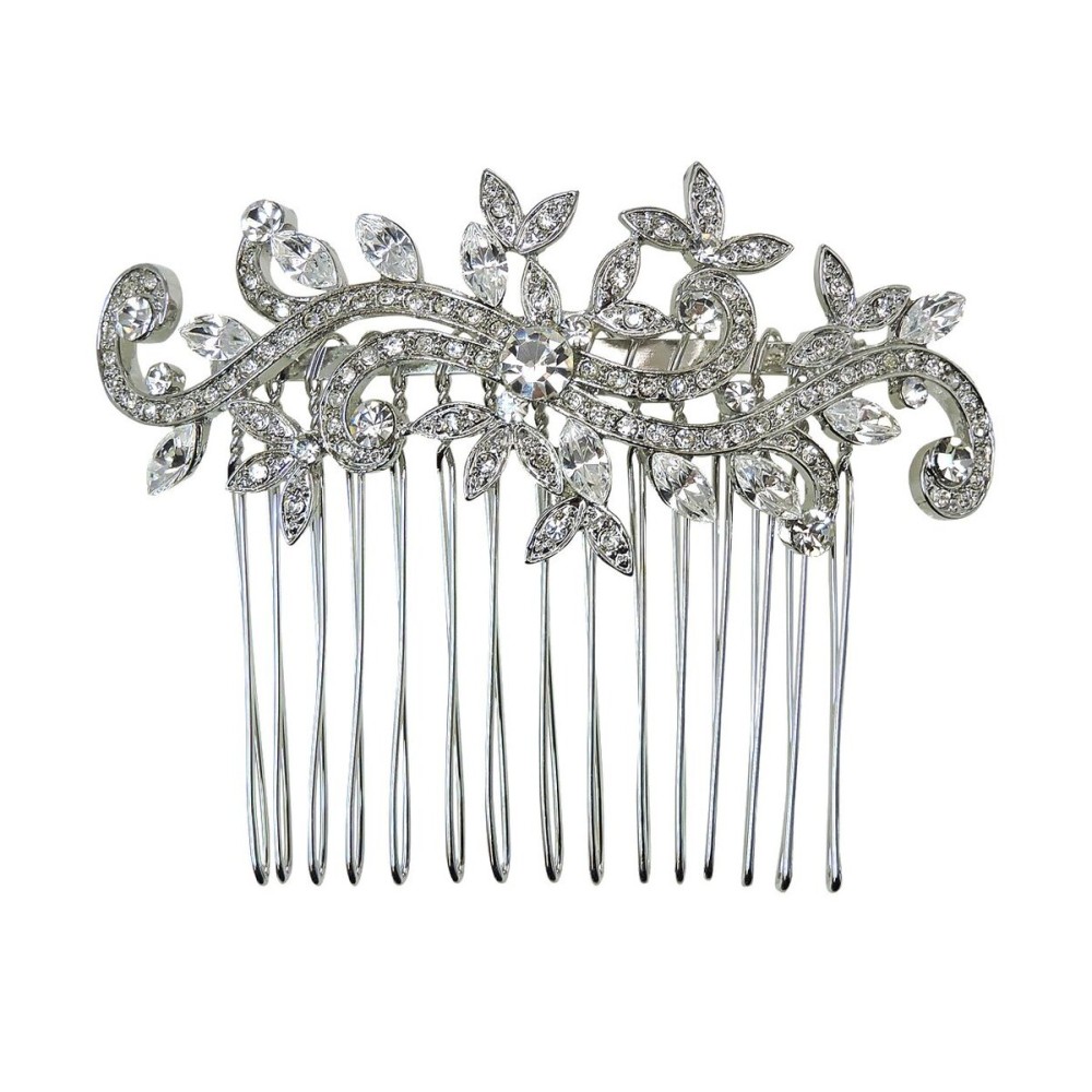 Faship Gorgeous Clear Crystal Floral Hair Comb