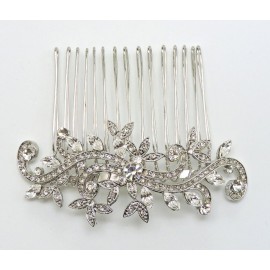 Faship Gorgeous Clear Crystal Floral Hair Comb