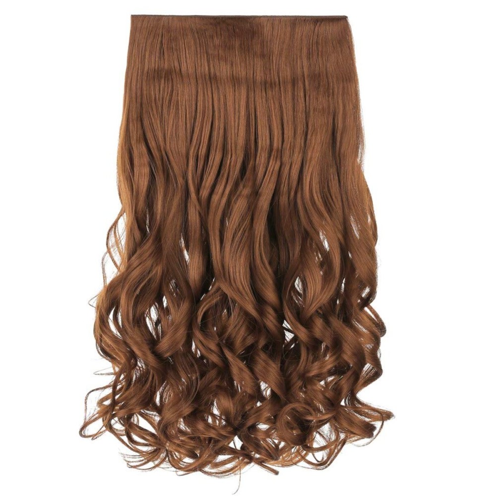 REECHO 20 1-Pack 3/4 Full Head Curly Wave Clips in on Synthetic Hair Extensions HE008 Hairpieces for Women 5 Clips 4.5 Oz per Piece - Linen