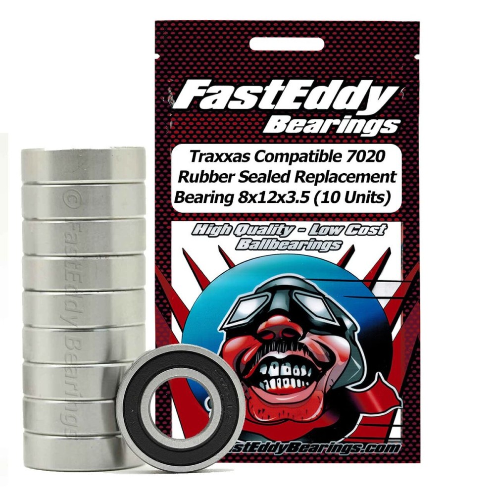 FastEddy Bearings Compatible with Traxxas 7020 Rubber Sealed Replacement Bearing 8x12x3.5 (10 Units)