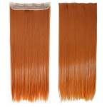 S-noilite 17/24/29 Curly Wave 23/26/30 Straight 3/4 Full Head One Piece Clip in Hair Extensions Synthetic Hairpieces for Girl Lady Women 72 colors (26-Straight, Orange)