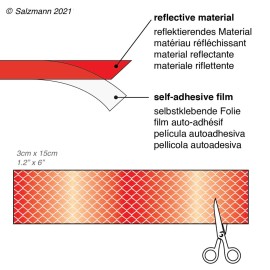 Salzmann Diamond Grade Reflective Sticker, 3M Material, Waterproof, All-Weather, Red, Pack of 4