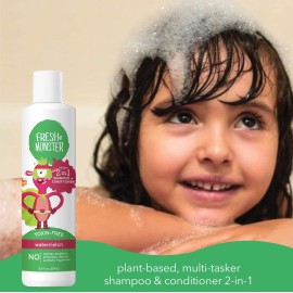 Fresh Monster 2-in-1 Kids Shampoo & Conditioner, Toxin-Free, Hypoallergenic, Tear-free Shampoo & Conditioner for Kids, Watermelon (8.5oz)