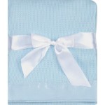Quadow Thermal Waffle Weave Baby Blanket with Satin Nylon Trim (Blue)